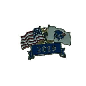 Lapel Pin Pinback 2019 National Law Enforcement Officers Memorial & USA Flag